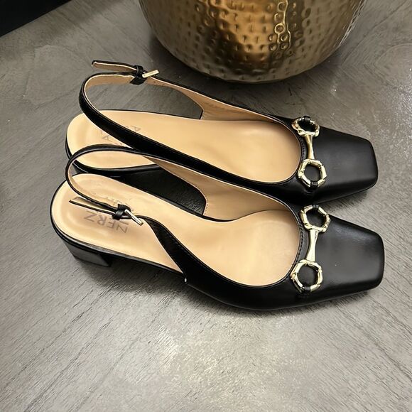 NATURALIZER Keeley Slingback Pumps Women's Shoes In Black Leather - Picture 6 of 11